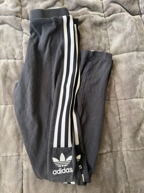 adidas Black Trefoil Track Pants with White Stripes XS